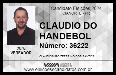 Candidato CLAUDIO DO HANDEBOL 2024 - CIANORTE - Eleições