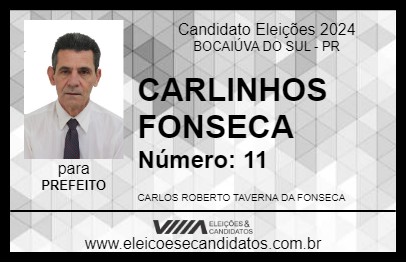 Candidato CARLINHOS FONSECA 2024 - BOCAIÚVA DO SUL - Eleições