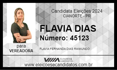 Candidato FLAVIA DIAS 2024 - CIANORTE - Eleições