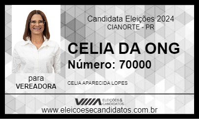 Candidato CELIA DA ONG 2024 - CIANORTE - Eleições