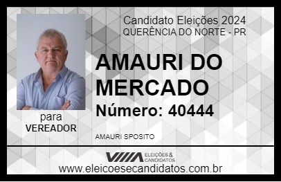 Candidato AMAURI DO MERCADO 2024 - QUERÊNCIA DO NORTE - Eleições