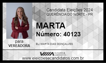 Candidato MARTA 2024 - QUERÊNCIA DO NORTE - Eleições