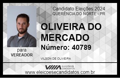 Candidato OLIVEIRA DO MERCADO 2024 - QUERÊNCIA DO NORTE - Eleições