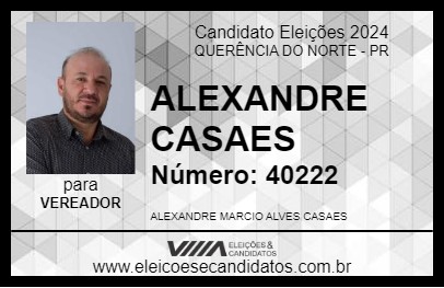 Candidato ALEXANDRE CASAES 2024 - QUERÊNCIA DO NORTE - Eleições