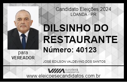 Candidato DILSINHO DO RESTAURANTE 2024 - LOANDA - Eleições