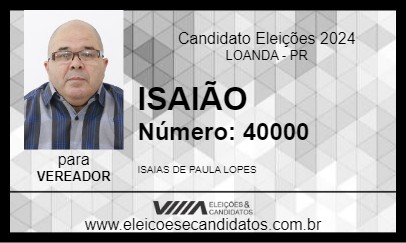 Candidato ISAIÃO 2024 - LOANDA - Eleições