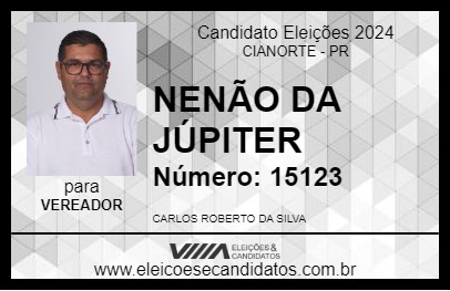 Candidato NENÃO DA JÚPITER 2024 - CIANORTE - Eleições