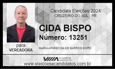 Candidato CIDA BISPO 2024 - CRUZEIRO DO SUL - Eleições