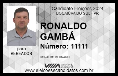 Candidato RONALDO GAMBÁ 2024 - BOCAIÚVA DO SUL - Eleições