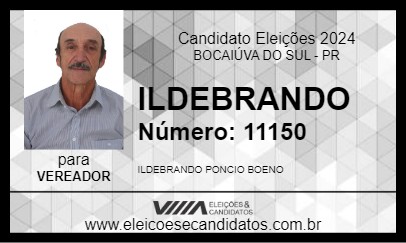 Candidato ILDEBRANDO 2024 - BOCAIÚVA DO SUL - Eleições