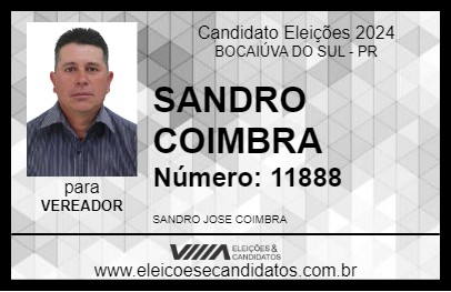 Candidato SANDRO COIMBRA 2024 - BOCAIÚVA DO SUL - Eleições