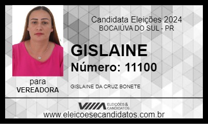 Candidato GISLAINE 2024 - BOCAIÚVA DO SUL - Eleições