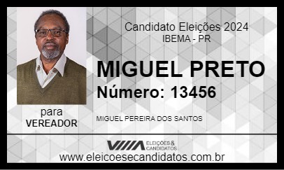 Candidato MIGUEL PRETO 2024 - IBEMA - Eleições