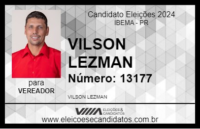 Candidato VILSON LEZMAN 2024 - IBEMA - Eleições