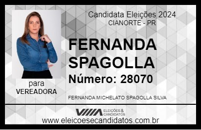 Candidato FERNANDA SPAGOLLA 2024 - CIANORTE - Eleições