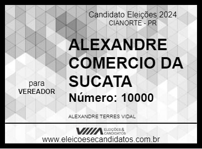 Candidato ALEXANDRE COMERCIO DA SUCATA 2024 - CIANORTE - Eleições