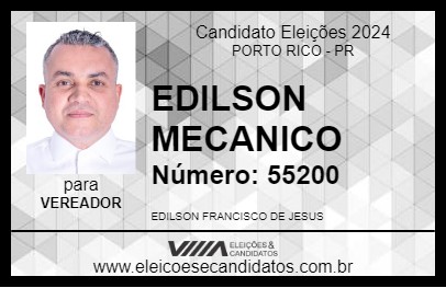 Candidato EDILSON MECANICO 2024 - PORTO RICO - Eleições