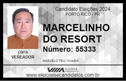 Candidato MARCELINHO DO RESORT 2024 - PORTO RICO - Eleições