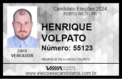 Candidato HENRIQUE VOLPATO 2024 - PORTO RICO - Eleições