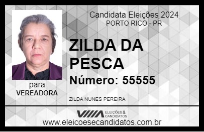 Candidato ZILDA DA PESCA 2024 - PORTO RICO - Eleições