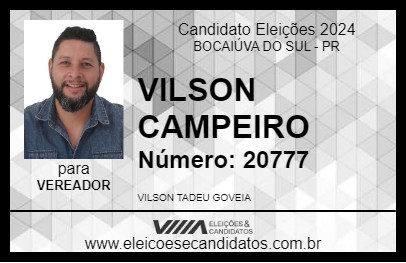 Candidato VILSON CAMPEIRO 2024 - BOCAIÚVA DO SUL - Eleições