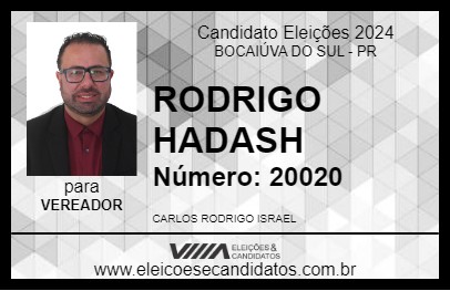 Candidato RODRIGO HADASH 2024 - BOCAIÚVA DO SUL - Eleições