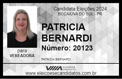 Candidato PATRICIA BERNARDI 2024 - BOCAIÚVA DO SUL - Eleições