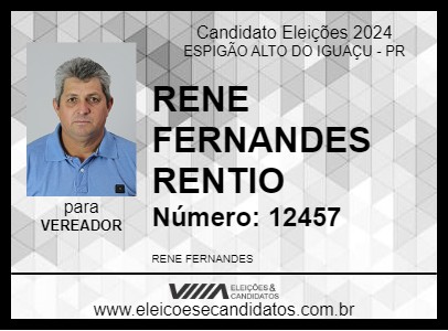 Candidato RENE FERNANDES RENTIO 2024 - ESPIGÃO ALTO DO IGUAÇU - Eleições