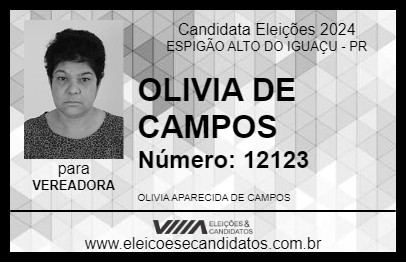 Candidato OLIVIA DE CAMPOS 2024 - ESPIGÃO ALTO DO IGUAÇU - Eleições