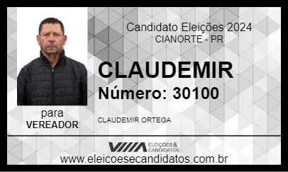 Candidato CLAUDEMIR 2024 - CIANORTE - Eleições