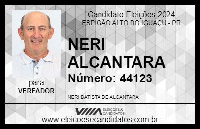 Candidato NERI ALCANTARA 2024 - ESPIGÃO ALTO DO IGUAÇU - Eleições