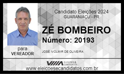 Candidato ZÉ BOMBEIRO 2024 - GUARANIAÇU - Eleições