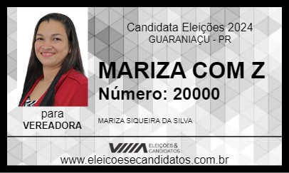 Candidato MARIZA COM Z 2024 - GUARANIAÇU - Eleições