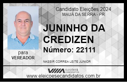 Candidato JUNINHO DA CREDIZEN 2024 - MAUÁ DA SERRA - Eleições