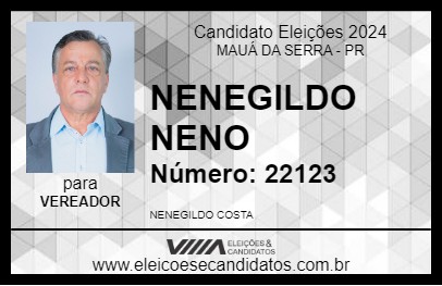 Candidato NENEGILDO NENO 2024 - MAUÁ DA SERRA - Eleições