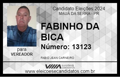 Candidato FABINHO DA BICA 2024 - MAUÁ DA SERRA - Eleições