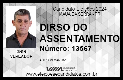 Candidato DIRSO DO ASSENTAMENTO 2024 - MAUÁ DA SERRA - Eleições