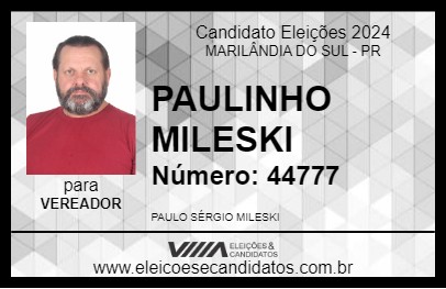 Candidato PAULINHO MILESKI 2024 - MARILÂNDIA DO SUL - Eleições