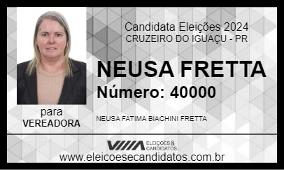 Candidato NEUSA FRETTA 2024 - CRUZEIRO DO IGUAÇU - Eleições