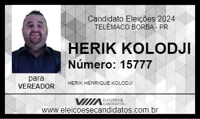 Candidato HERIK KOLODJI 2024 - TELÊMACO BORBA - Eleições