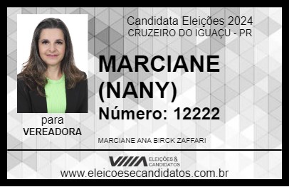 Candidato MARCIANE (NANY) 2024 - CRUZEIRO DO IGUAÇU - Eleições