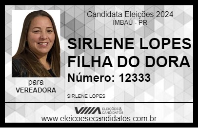 Candidato SIRLENE LOPES FILHA DO DORA 2024 - IMBAÚ - Eleições