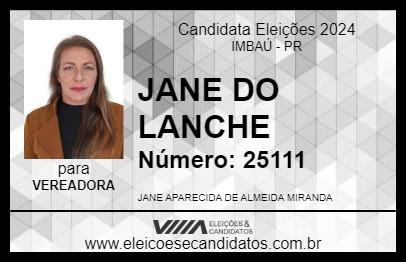 Candidato JANE DO LANCHE 2024 - IMBAÚ - Eleições