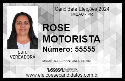 Candidato ROSE MOTORISTA 2024 - IMBAÚ - Eleições