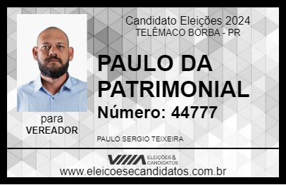 Candidato PAULO DA PATRIMONIAL 2024 - TELÊMACO BORBA - Eleições