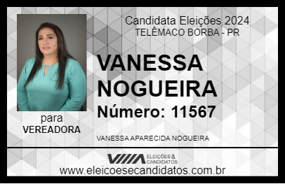 Candidato VANESSA NOGUEIRA 2024 - TELÊMACO BORBA - Eleições