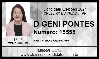 Candidato DONA GENI PONTES 2024 - CRUZEIRO DO IGUAÇU - Eleições