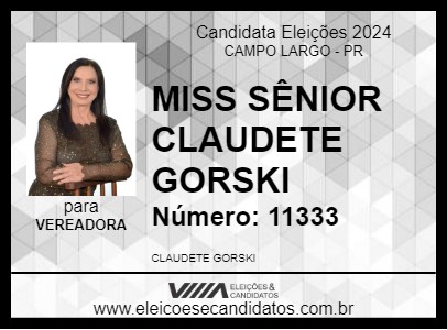 Candidato MISS SÊNIOR CLAUDETE GORSKI 2024 - CAMPO LARGO - Eleições