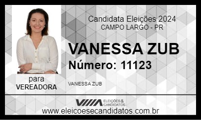 Candidato VANESSA ZUB 2024 - CAMPO LARGO - Eleições