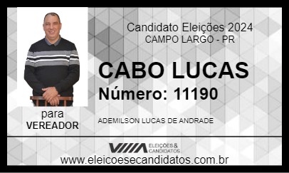 Candidato CABO LUCAS 2024 - CAMPO LARGO - Eleições